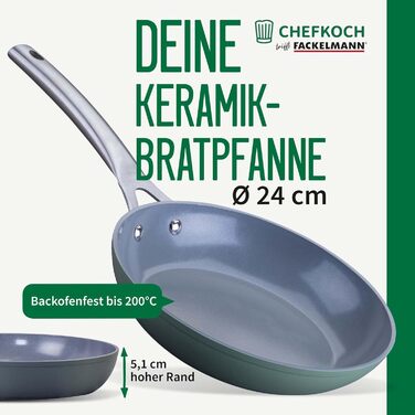 Керамічна сковорода Fackelmann Chefkoch Stuttgart 24 см, антипригарна, з переробленого алюмінію, для духовки до 200°