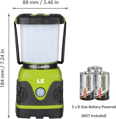 LED кемпінговий ліхтар, ультраяскравий 1000 лм, 4 режими, диміруємий прожектор, на батарейках, для аварій, відключень світла, туризму, 2 шт.