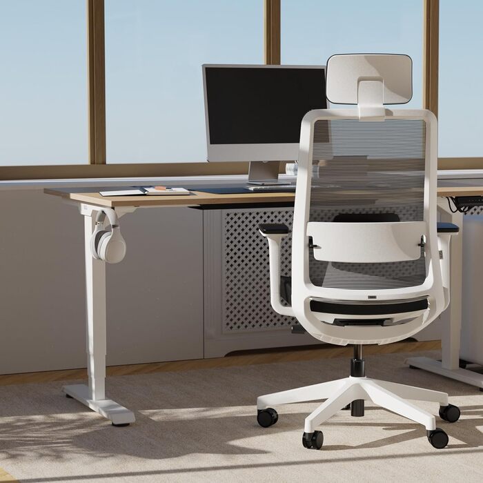 Стол Yaasa Desk Lite регульований по висоті 100x60 см чорного кольору – офісний стіл з автоматичним регулюванням, функцією пам'яті та отвором для кабелів. Електричний стіл, ідеальний для дому (світлий дуб/білий, 120 x 80 см)
