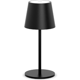 Лампа настільна LED акумуляторна Lundwa 26см, 5000mAh, 3W, 3000K, IP54, для кемпінгу, ресторану, спальні, бару (Чорний, 1 шт.)