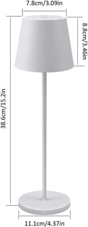 LED настільна лампа K-Bright з димуванням, акумуляторна | Внутрішнє та зовнішнє використання | Тепле світло | USB зарядка | 1 шт.