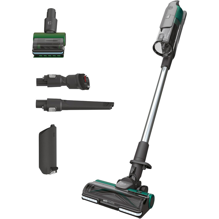 Бездротовий пилосос Hoover HF9 PET для шерсті тварин, 2 акумулятори, до 60 хв роботи, потужний, без мішка, LED-підсвітка, антизакручувальна насадка