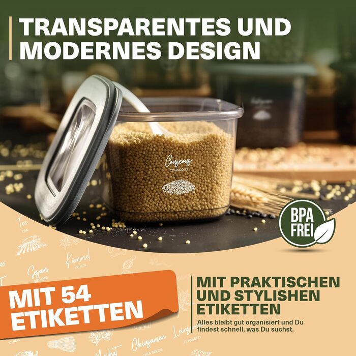 Набір контейнерів для зберігання продуктів 24 шт. з кришкою, BPA-Free, сірі