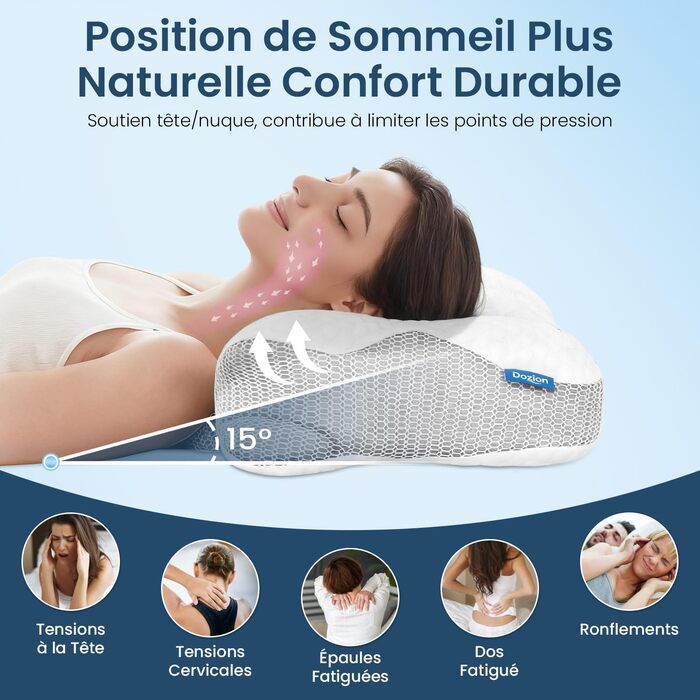 Подушка для шиї з піни Memory Foam, анатомічна для сну на боці, спині та животі, бежева