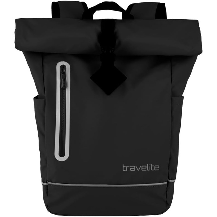 Рюкзак TRAVELITE Rolltop водонепроникний, велосипедний, міський, з ролтоп-застібкою та відбивачами, BASICS, 48 см, 19 л, чорний
