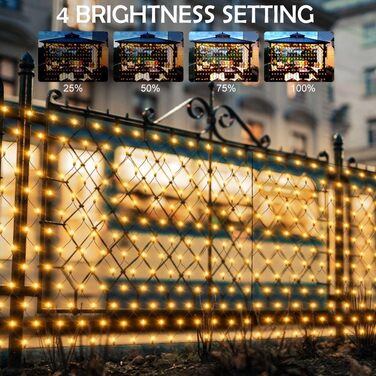 Світлодіодна сітка 6×2 м 300 LED для вулиці, чорний кабель, водонепроникна, з пультом, для кущів, саду, новорічна, тепле біле світло