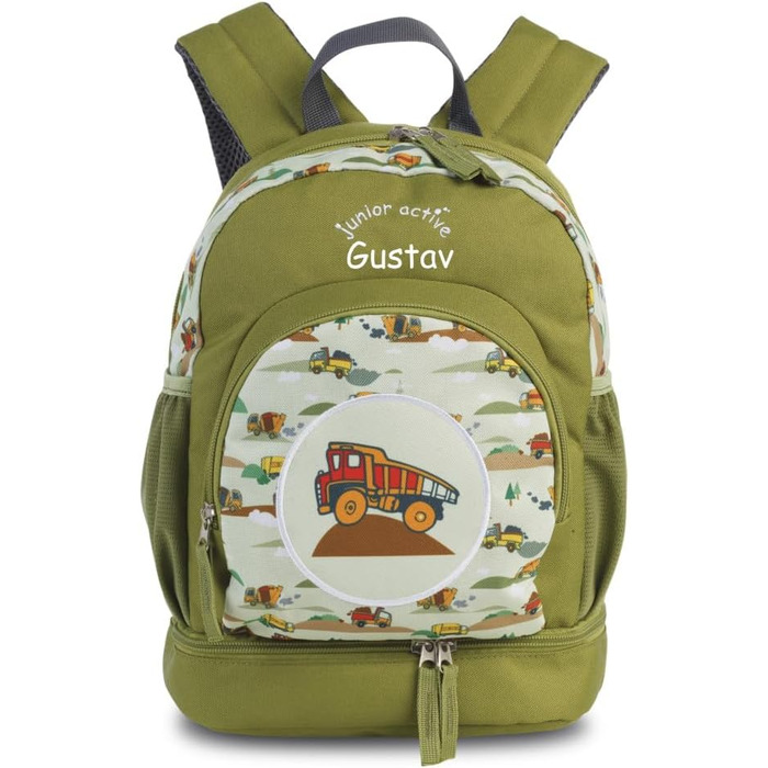 Персоналізований дитячий рюкзак Junior Active Bagger зелений для хлопчиків і дівчаток з ім'ям, рюкзак для прогулянок і походів
