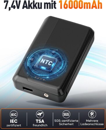 Зігріваюча флісова жилетка чоловіча з Powerbank 16000mAh 7,4V, чорна, розмір L