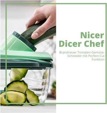 Овочерізка Genius Nicer Dicer Chef 15 в 1, зелена, багатофункціональна, для овочів, фруктів, цибулі, мандоліна, шинкування