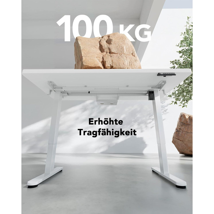 HUANUO електричний регульований стіл 160x80 см, цільна стільниця 25 мм, безщітковий мотор, ергономічний стіл для роботи сидячи-стоячи, легке складання, білий, для домашнього офісу