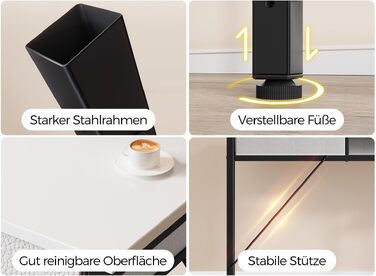 Письмовий стіл Seventable з шухлядами, комп'ютерний стіл з розетками та LED, геймерський стіл з підставкою для монітора, полицею та 2 гаками, для офісу/вітальні (білий, 137 см)