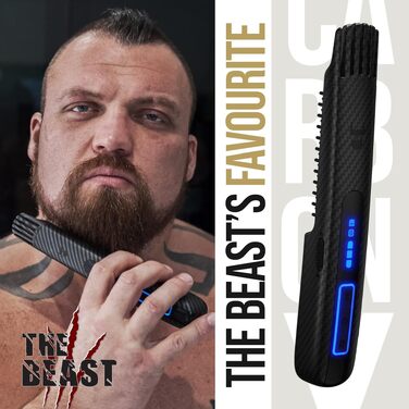 Електрична щітка для вирівнювання та догляду за бородою The Beard Struggle Carbon X, бездротовий випрямляч для бороди з 3 рівнями нагріву та захисним чохлом