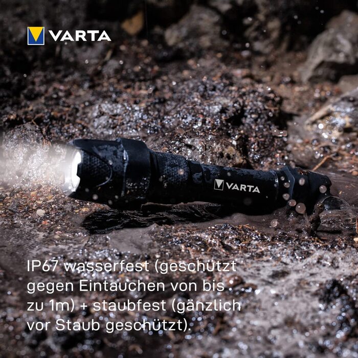 Ліхтарик VARTA Indestructible F30 Pro LED 6 Вт з батарейками AA, робочий, надміцний, водо- та пилозахищений, два режими освітлення