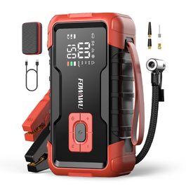 Пусковий пристрій (бустер) FOWAWU 8000A 26800mAh для автомобіля з компресором та Powerbank, цегляно-червоний (2006)