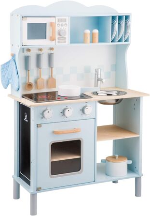 Дитяча кухня New Classic Toys 11065, сучасна, з плитою, синя, багатобарвна