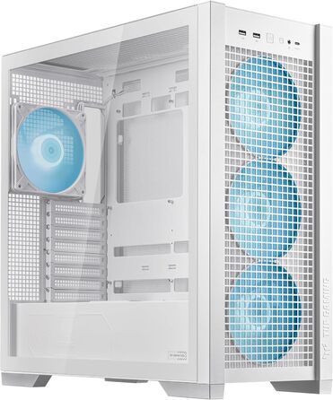 Ігровий корпус ASUS TUF GT302 ARGB білий, Mid-Tower ATX, 4x140 мм ARGB вентилятори, змінні бокові панелі, підтримка ATX материнських плат із прихованими роз'ємами, сітчаста фронтальна панель