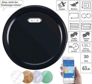 Робот-пилосос та мийник Sichler з Wi-Fi, HEPA, 2500 мА·год, сухе прибирання, керування через додаток, безмішковий, акумуляторний