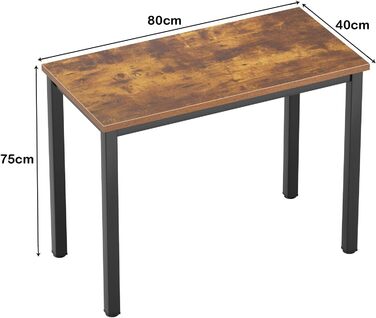 Комп'ютерний стіл SogesHome 120x60x75 см для дому та офісу, робоча станція, стіл для роботи, їжі та конференцій (80x40 см, ретро, чорний)