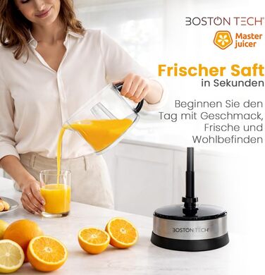 Електрична цитрусовижималка Boston Tech MasterJuicer 700 мл з нержавіючої сталі - 40W, подвійна конусна система, без BPA, висока продуктивність