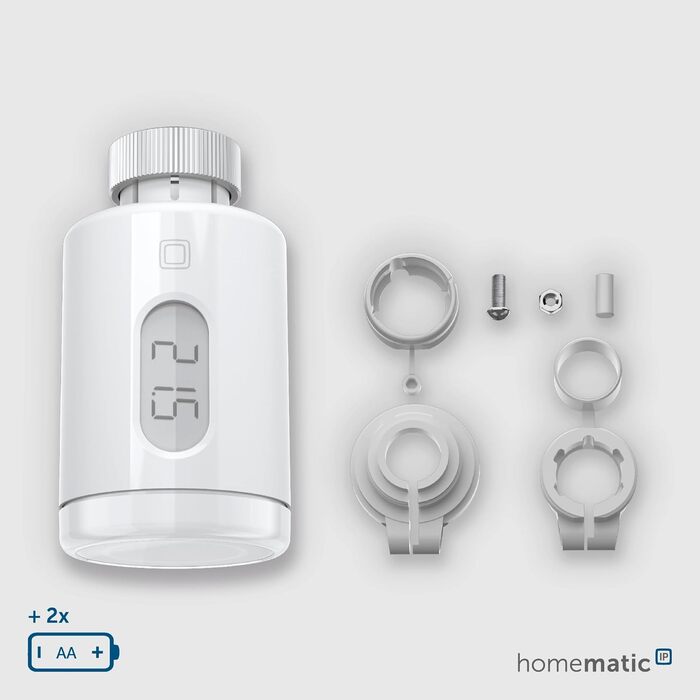 Homematic IP Термостат на радіатор Smart Home – цифровий термостат для опалення, керування через додаток, сумісний з Alexa та Google Home, легка установка, енергозбереження (153412A3)