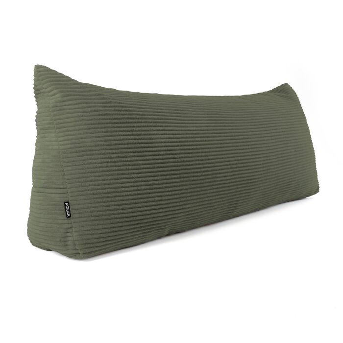 Подушка для спини Pokar Keilkissen 180x50 см, хакі. Подушка для читання на ліжко та диван з кишенями, сертифікат Oeko Tex 100