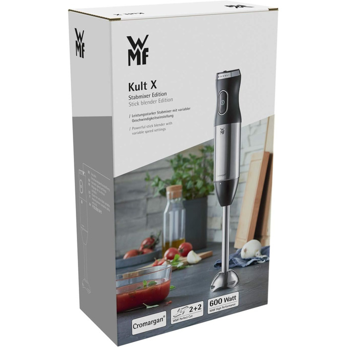 Занурювальний блендер WMF Kult X Edition, 600 Вт, матова нержавіюча сталь, змінна швидкість