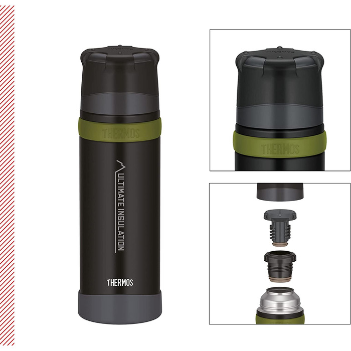 Термос для напоїв THERMOS Mountain 0,75 л, чорний, нержавіюча сталь, з чашкою, 24 год гарячий/холодний, легкий та міцний, BPA-free, для походів