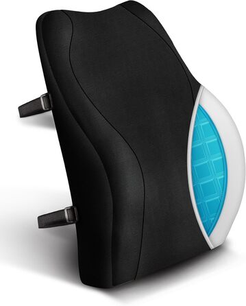 Подушка для спини Ergonomisches RückenKissen Travel Ease з гелевою піною Memory Foam, для офісного крісла, з антистатичним, приємним до шкіри чохлом, для комфортної посадки (Чорний)