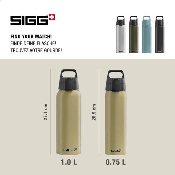 Алюмінієва пляшка для води SIGG WMB ONE, герметична, підходить для газованих напоїв, BPA-free, 0.75 л, колір Caramel Sand
