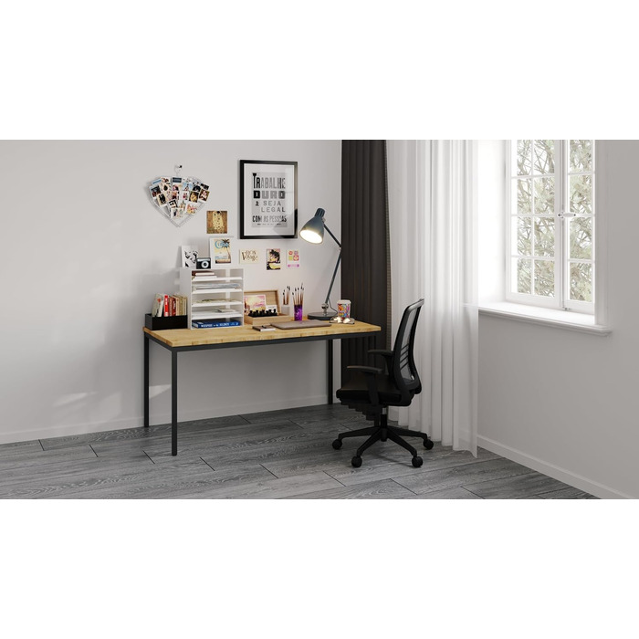 Стіл furni24 160x80x75 см, сталь, дуб, для офісу, кухні, геймінгу, TÜV/GS, легкий монтаж, багатофункціональний, антрацит