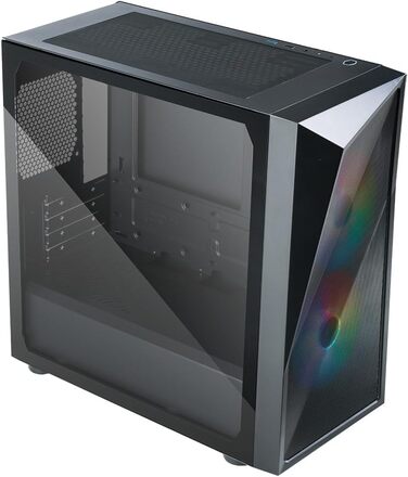 Корпус для ПК Cooler Master CMP 320 Mini-Tower, чорний, Micro-ATX, скляна бічна панель, 2x 120 мм ARGB вентилятори, підтримка різних компонентів, з кришкою для блоку живлення