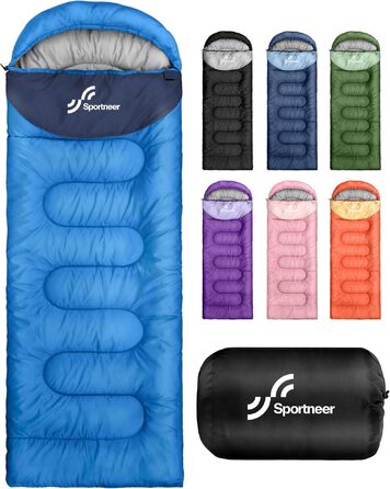 Спальний мішок Sportneer Outdoor у формі ковдри, блакитний (220x80 см, 2 кг)