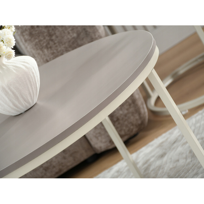 Круглий кавовий столик Mebel-Partner, 80 x 80 x 48,5 см, кремовий, відтінки бежевого
