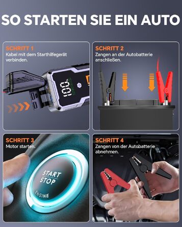 Бустерний пускач CARHEV 7000A для авто 12В (до 10.0L бензин/дизель), Powerbank з QC 3.0 USB та LED-ліхтарем
