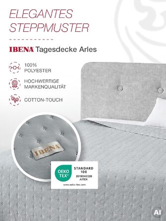 Постільна покривало Ibena Arles стібане для односпального ліжка, 140x210 см, світло-сірий