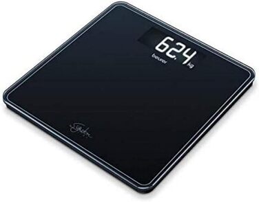 Ваги підлогові Beurer GS 400 Signature Line, скляні, чорні, велика платформа 31x31 см, дисплей XL, вантажопідйомність до 200 кг