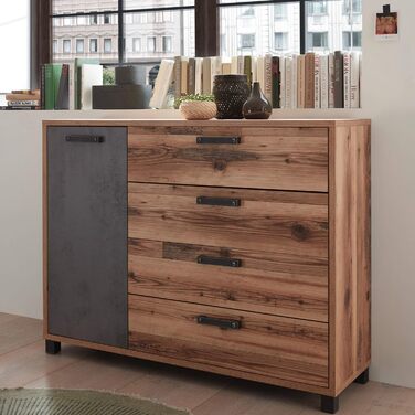 Комод Stella Trading DOVER для спальні, альпійський стиль, бетон, 125x96x38 см – сучасна тумба для зберігання