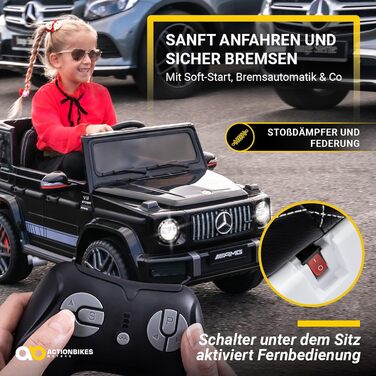 Дитячий електромобіль Mercedes AMG G63 Actionbikes, ліцензія, 2,4 ГГц пульт, електроавто для дітей від 3 років, білий/чорний