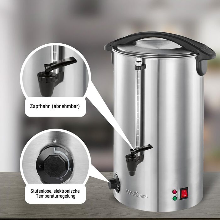 Автомат гарячих напоїв ProfiCook® PC-HGA 1196, 7л, з нержавіючої сталі | Для глінтвейну, чаю та кави | Обігрів та підтримання тепла