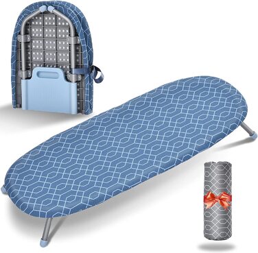 Складана прасувальна дошка KINGRACK 31×82 см, компактна, з нековзними ніжками, синя, для дому