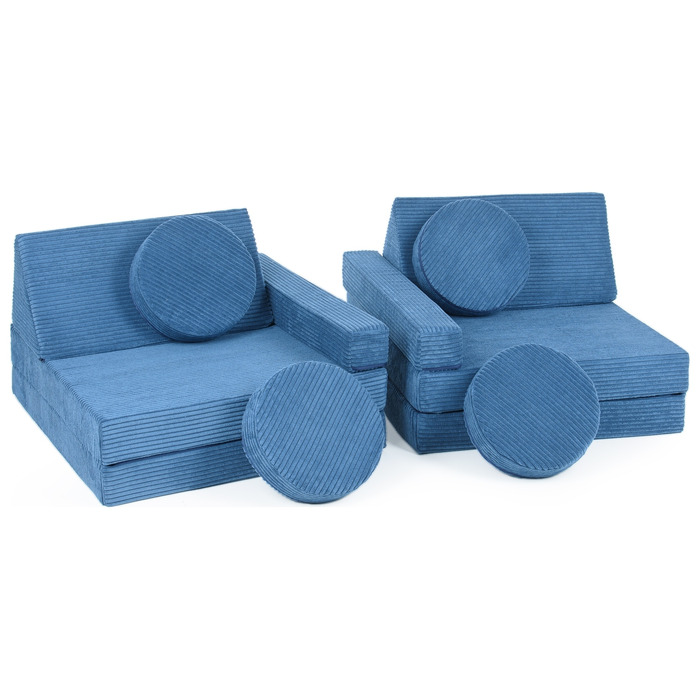 Дитячий диван Velinda 75 x 140 см, вельвет, синій