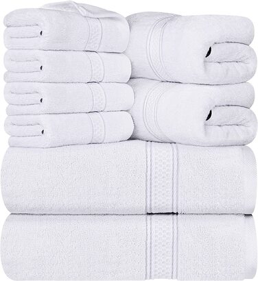 Набір рушників Utopia Towels 8 шт. з бавовни, білі — 2 банних, 2 для рук, 4 для обличчя з петлею