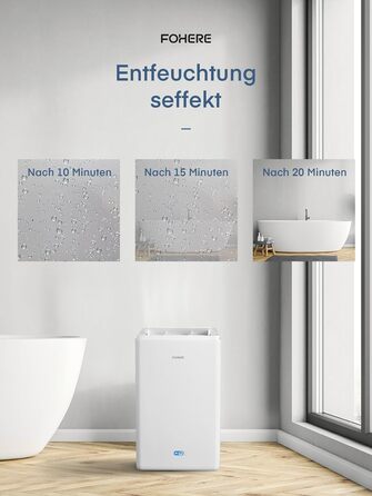 Електричний осушувач повітря FOHERE 20л/добу з Wi-Fi, для 135 м³ (50 м²), безперервний дренаж, сушка білизни, таймер, автоматичне вимкнення