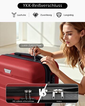 Набір валіз COOLIFE 2 шт. (L + XL) Spinell Red, PC+ABS, полікарбонат, на колесах, з TSA замком, чорний
