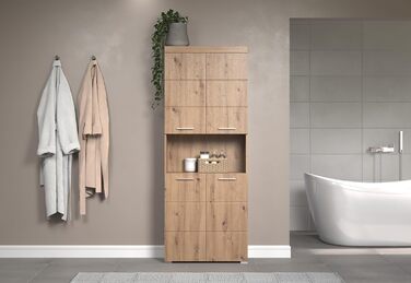 Шафа для ванної кімнати Trendteam Amanda, висока, широка, 73x190x31 см, дуб асті, сучасний дизайн