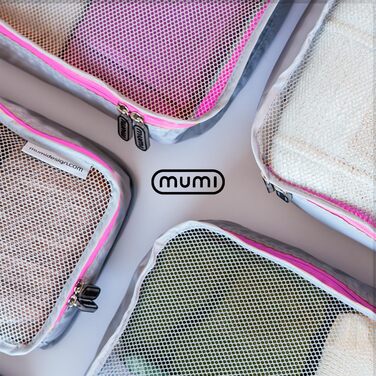 Набір органайзерів для одягу в подорожі MUMI, 5 пакувальних кубів для валізи та дорожніх сумок, сірий/блакитний