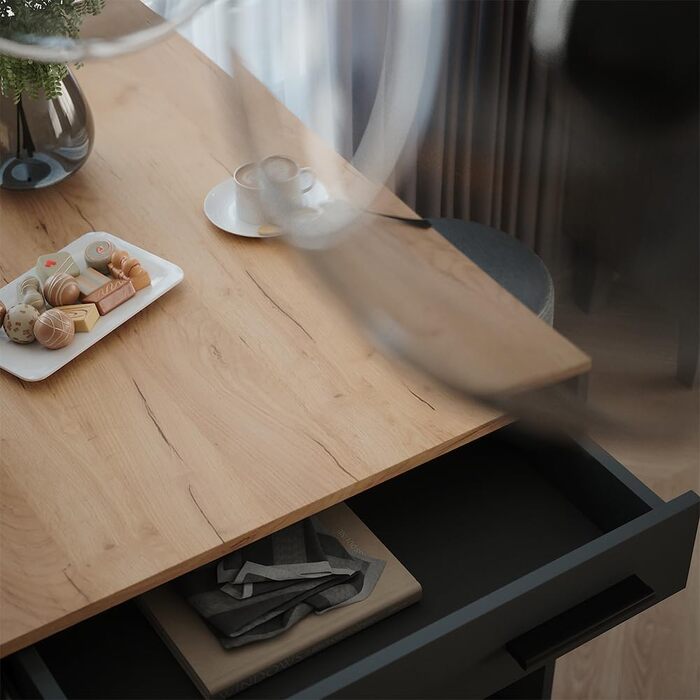 Барний комплект Vicco Bartisch Repose Goldkraft Дуб/Антрацит 67x100 см з 2 барними стільцями - високий стіл з регульованими полицями