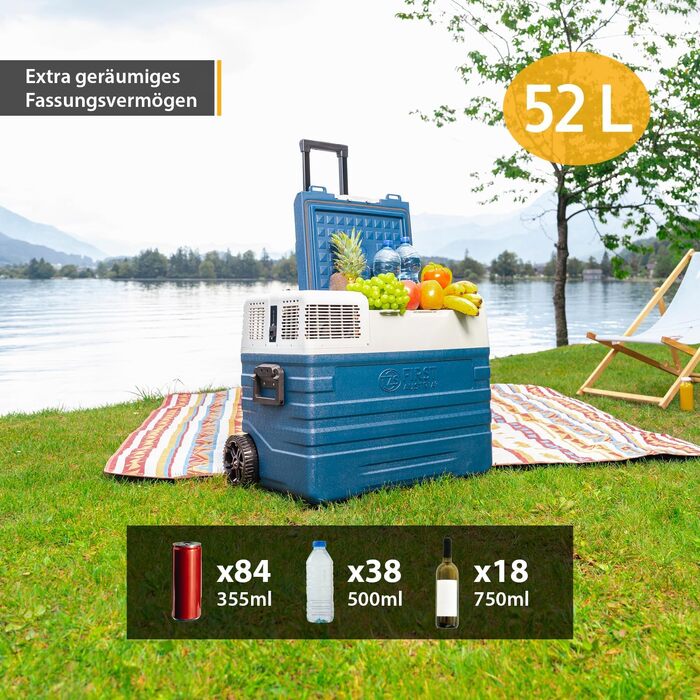 Автомобільний компресорний холодильник First Austria 43л (-20°C) Bluetooth, 12/24V, 100-240V, синьо-сірий