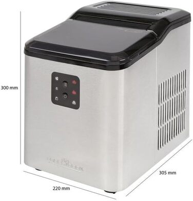 Льодогенератор ProfiCook PC-EWB 1253, 12 кг/добу, 2 розміри кубиків, 1,5 л бак, швидке приготування льоду, з лопаткою