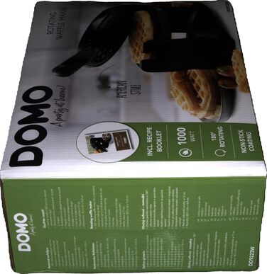 Вафельниця DOMO DO9223W з антипригарним покриттям, контрольна лампа, чорна